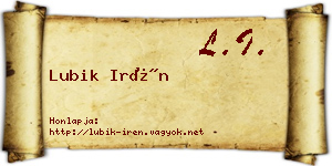 Lubik Irén névjegykártya